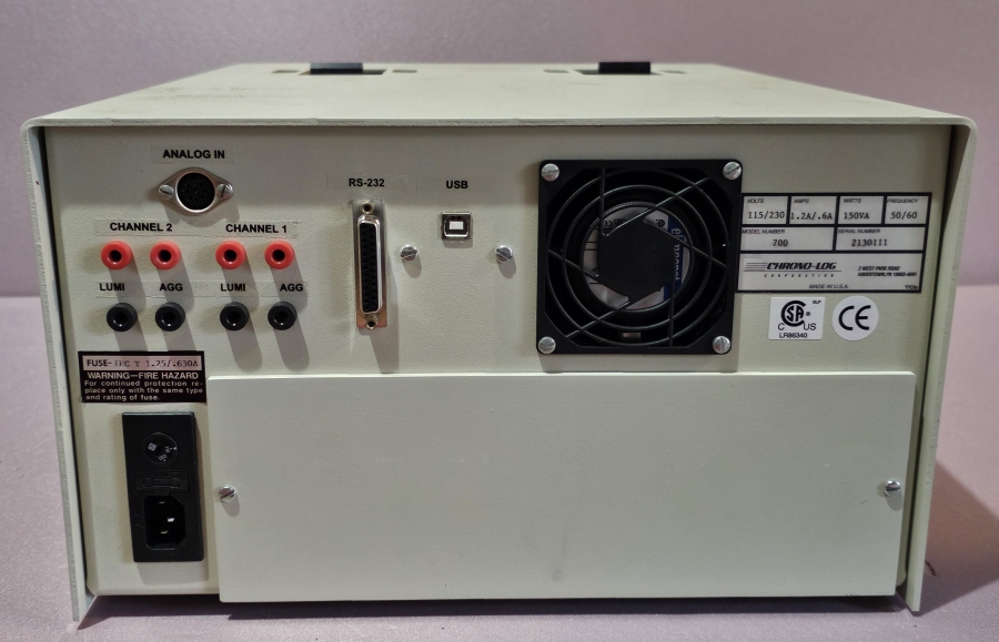 Chrono-Log Corporation 4ch PAIR Model 700 (ch 1+2) & 700-X (ch 3+4) Aggregometer; SN:2130111-1, photo 13 of 39