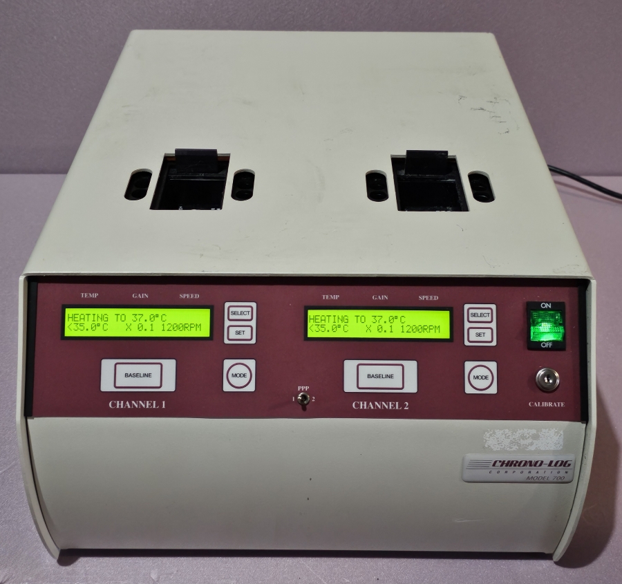 Chrono-Log Corporation 4ch PAIR Model 700 (ch 1+2) & 700-X (ch 3+4) Aggregometer; SN:2130111-1, photo 7 of 39