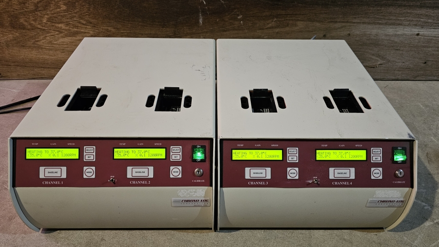 Chrono-Log Corporation 4ch PAIR Model 700 (ch 1+2) & 700-X (ch 3+4) Aggregometer; SN:2130111-1, photo 25 of 39