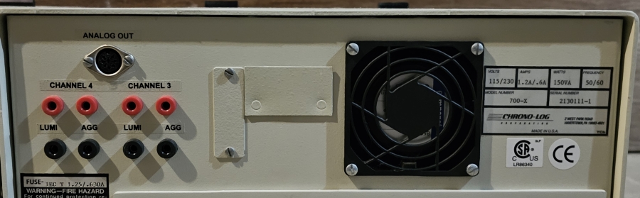 Chrono-Log Corporation 4ch PAIR Model 700 (ch 1+2) & 700-X (ch 3+4) Aggregometer; SN:2130111-1, photo 37 of 39