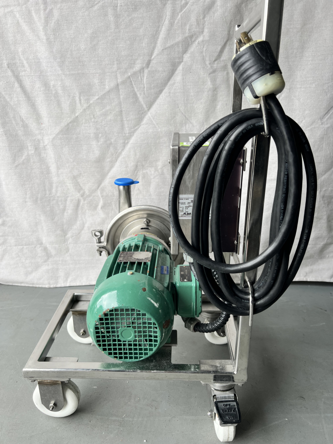 Green AC Tech M1220E Intelligent Drive, WEG 3500 RPM Motor, Tri-Clover SS Centrifugal Pump Head & cart; SN:020530738, photo 3 of 14