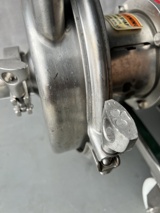 Green AC Tech M1220E Intelligent Drive, WEG 3500 RPM Motor, Tri-Clover SS Centrifugal Pump Head & cart; SN:020530738, photo 13 of 14