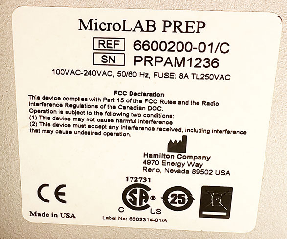 Hamilton MicroLab Prep 6600200-01/C Small Liquid Handler; SN:PRPAM1236, photo 22 of 22