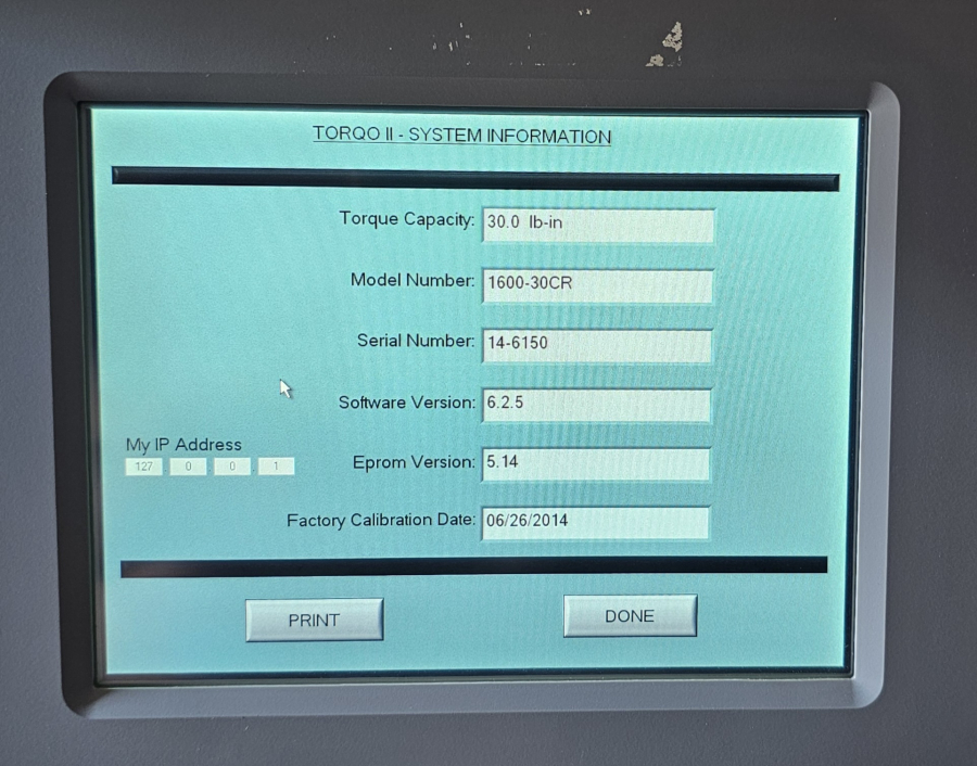 MesaLabs 1600-30CR Torque Testing Machine & Verification Bottle; SN:14-6150, photo 5 of 33