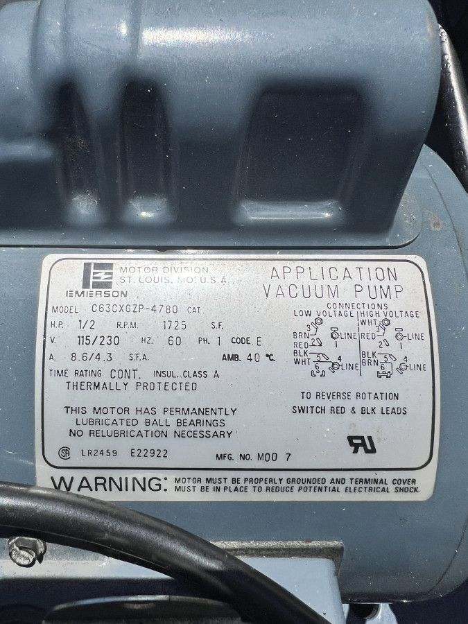 Welch 1402N Chemstar Duo-Seal Belt-Driven Vacuum Pump + C63JXGZP Motor, pumps 2, 3, photo 3 of 6