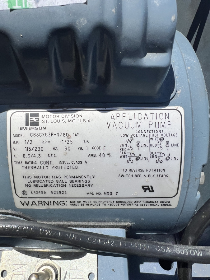 Welch 1402N Chemstar Duo-Seal Belt-Driven Vacuum Pump + C63CXGZP Motor, pumps 1,5,7,8, photo 5 of 7