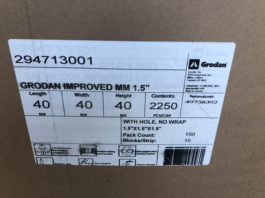 BULK 2,250 Grodan Rock Wool 1.5" x 1.5 x 1.5 Planting Cubes WITH HOLE Stone Wool, photo 5 of 5