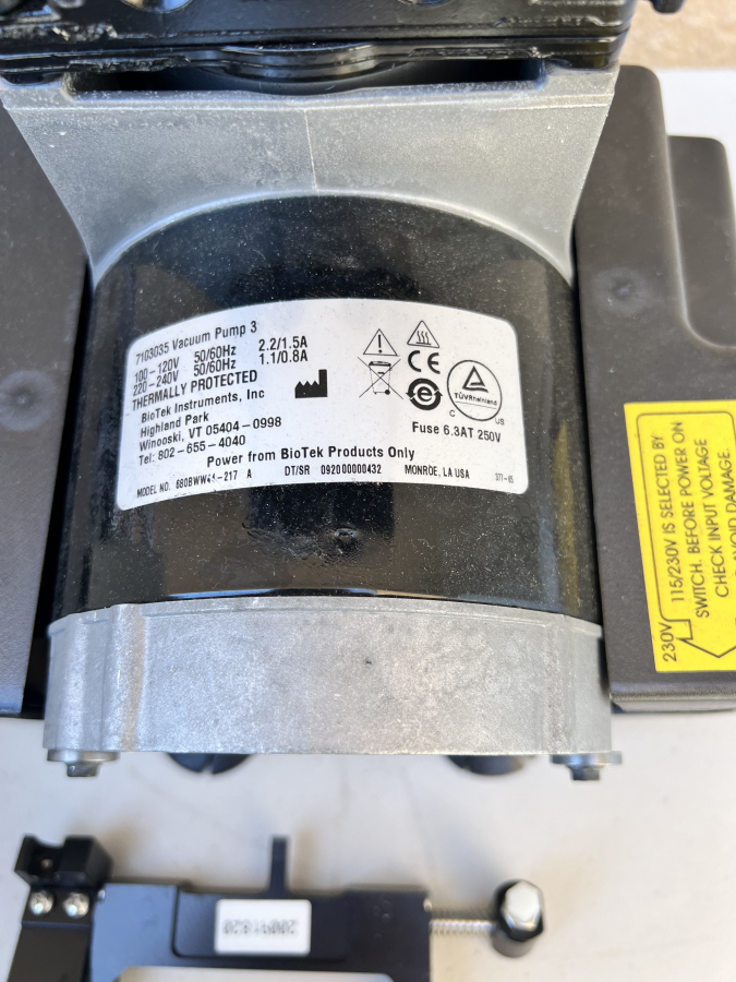 BioTek 405TS Plate Washer; SN:20091820 + Agilent 7103035 Vacuum Pump, photo 8 of 8