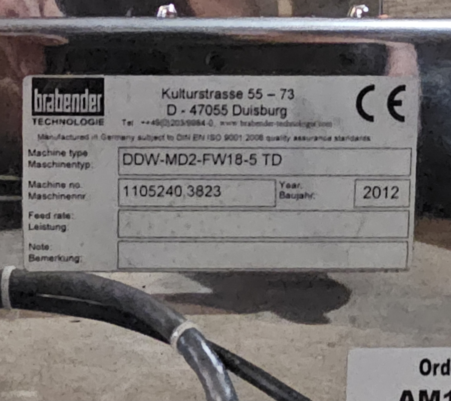 Brabender Feeder DDW-MD2-FW18-5 TD; SN:1105240.3823, photo 17 of 56