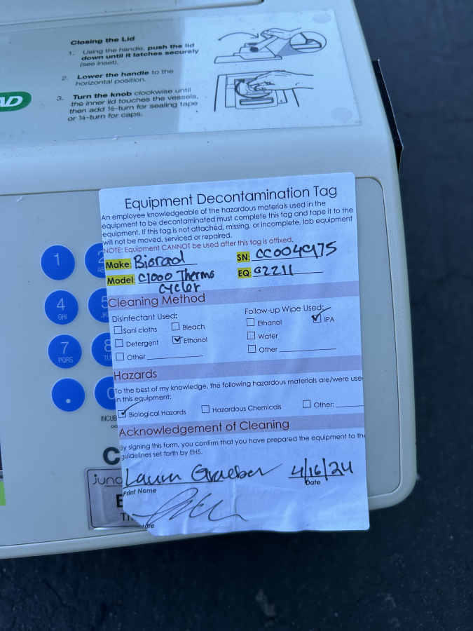 Bio-Rad C1000 Thermal Cycler + 96W Deep Well Block; SN:CC004975, photo 2 of 10