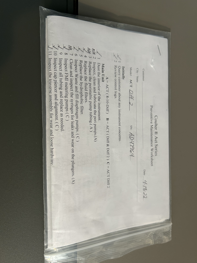 Beckman Coulter ACT diff 2 Hematology Analyzer w/ Operator Card; SN:AD47964, photo 7 of 18