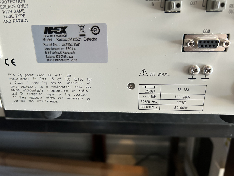 ERC RefractoMAX 520 Detector IDEX RefractoMax521 Index Detector for HPLC, photo 7 of 10