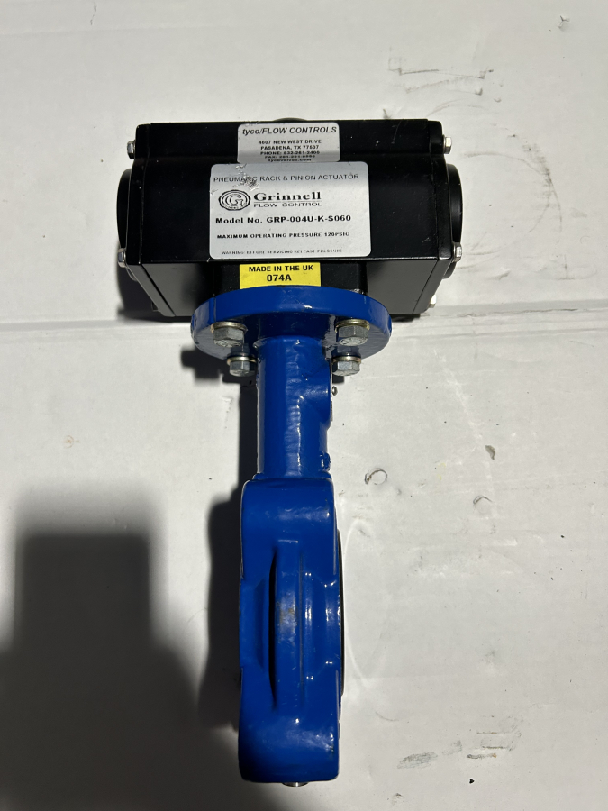 Grinnell Flow Control Pneumatic Rack & Pinion Actuator GRP-004U-K-S060 Series 8000 Butterfly Valve LC-8271-7 Size 2", photo 1 of 5