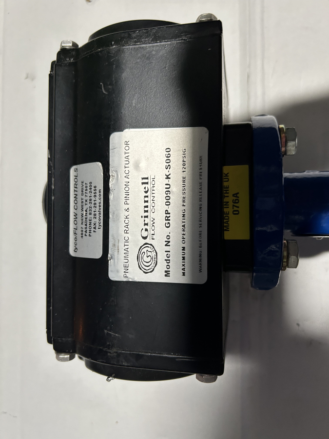Grinnell Flow Control Pneumatic Rack & Pinion Actuator GRP-004U-K-S060 + Series 8000 Butterfly Valve LC-8271-7 Size 3", photo 4 of 6