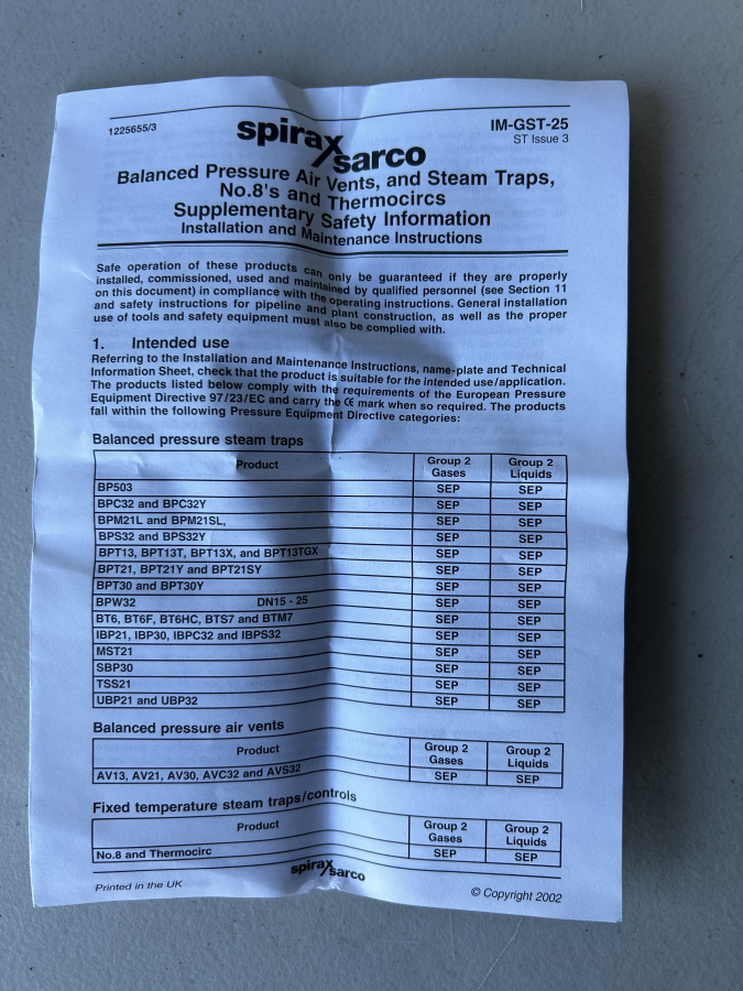 Spirax Sarco BT6 1/2" Steam Trap M14422 GP-03-01A Tri-Clover AMM ANA G06/MS, photo 8 of 8