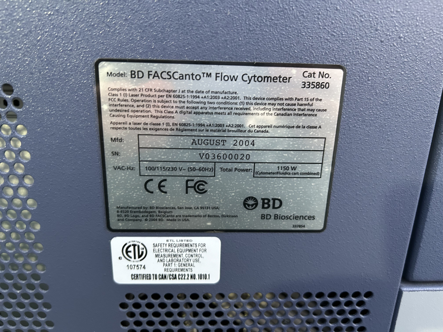 BD Biosciences 335860 BD FACSCANTO Flow Cytometer; SN:V03600020, photo 8 of 13