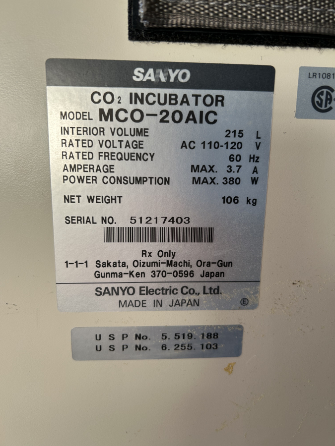 Sanyo MCO-20AIC Dual-Stack CO2 Incubator; 51217403, 51217396, photo 9 of 9