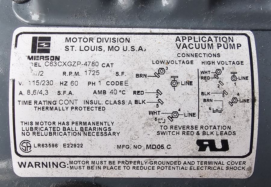 Welch 1402N Vacuum Pump; SN:EB07/1414, photo 1 of 13