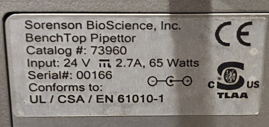 Sorenson Bioscience Benchtop Pipettor 73960 250/96 Well 250uL Volume; SN:166, photo 12 of 15