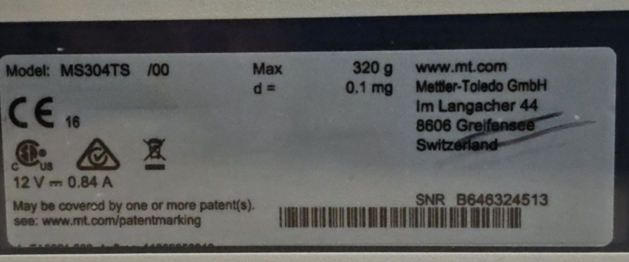 Mettler Toledo MS304TS /00 Analytical Balance 320 g d = 0.1 mg.; SN:B646324513, photo 13 of 13
