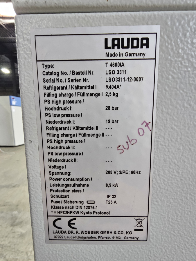 FREIGHT SHIPPING FOR Lauda T 4600 Laboratory Chiller; SN:2033x-11-2-0007, photo 17 of 30