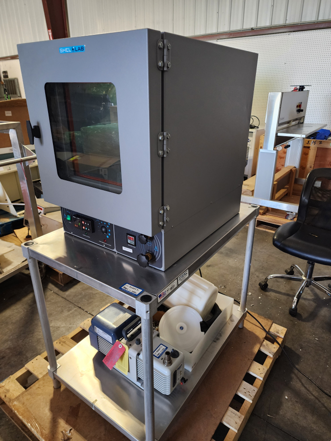 Complete Shel-Lab SVAC2 Vacuum Oven system w/ Welch 8912 Pump, Cold Trap, Hoses, Clamps & Nalgene insulated trap bucket; SN:05013918, photo 6 of 17