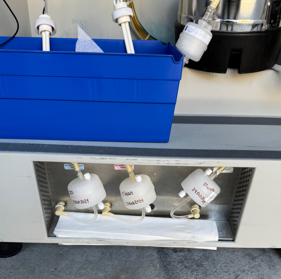Becton Dickinson BD FACSCanto II Flow Cytometer, blue/red/violet, w/ HTS high throughput sampler, Fluidics Cart & SS Vessel; PN:338962; SN:V96301261, photo 20 of 26