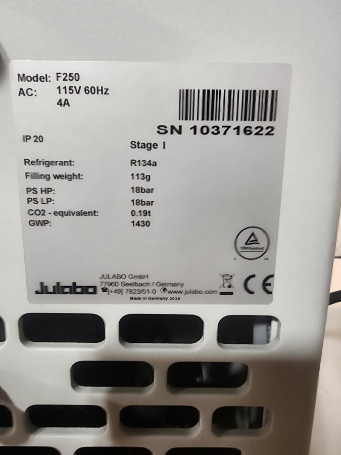 Julabo F250 Compact Lab Cooler Recirculating Process Chiller; SN:10371622/10370759, photo 10 of 13