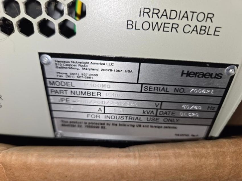 2021 Heraeus P300MQ Power Supply & I300MB Irradiator, 240V, 60Hz & Fusion UV System; SN: 700806/700802 &  700621/700799, photo 7 of 25