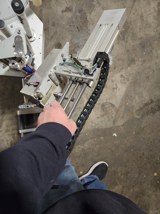 Markem-Imaje CimJet 300 Type 334 Print & Apply Label Printer Applicator Stand; SN:09C3D7447, photo 7 of 8