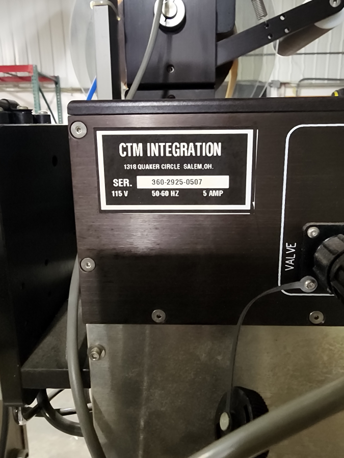 CTM Integration 360 Series Applicator Modular Labeling System Labeler with Markem SmartDate thermal transfer coder, photo 10 of 11