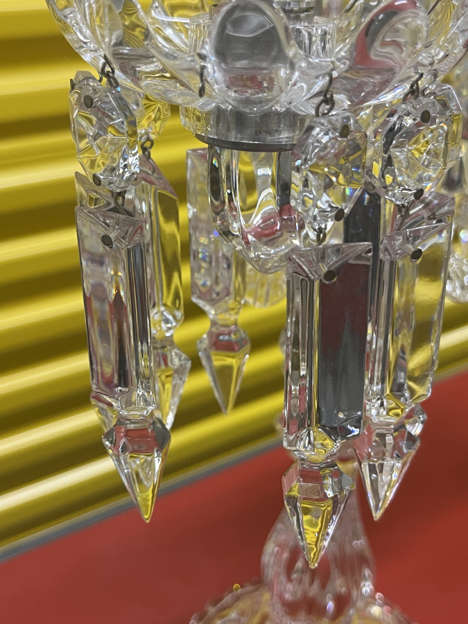 Pair of Baccarat MEDALLION 3 Light Candelabra 3 Bobeche 26 Prisms +xtras, photo 3 of 7