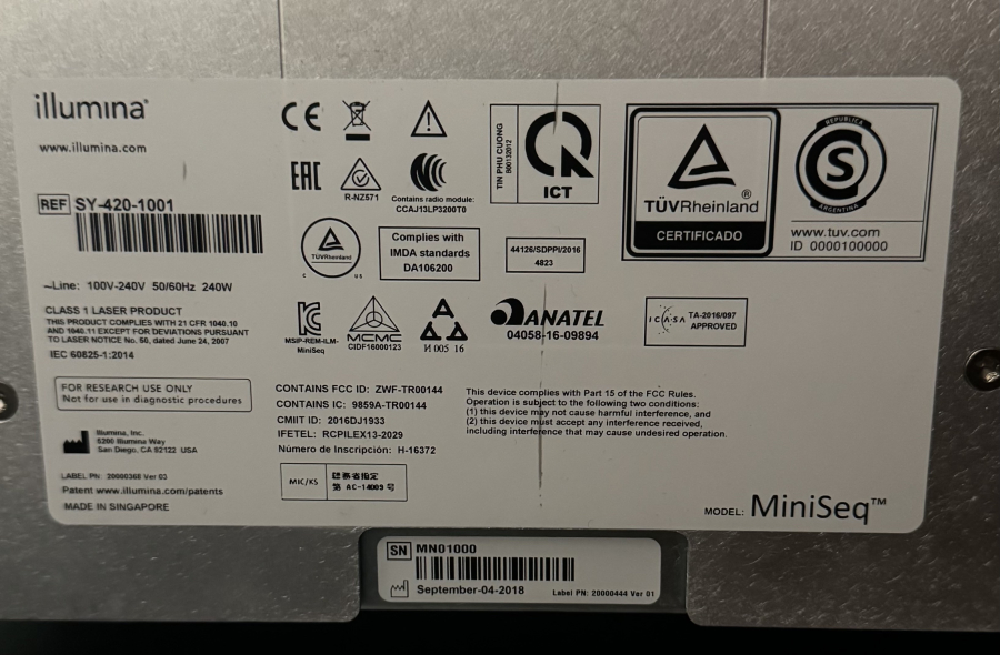Illumina MiniSeq DNA Sequencer; SN: N01000/N00972, photo 7 of 7