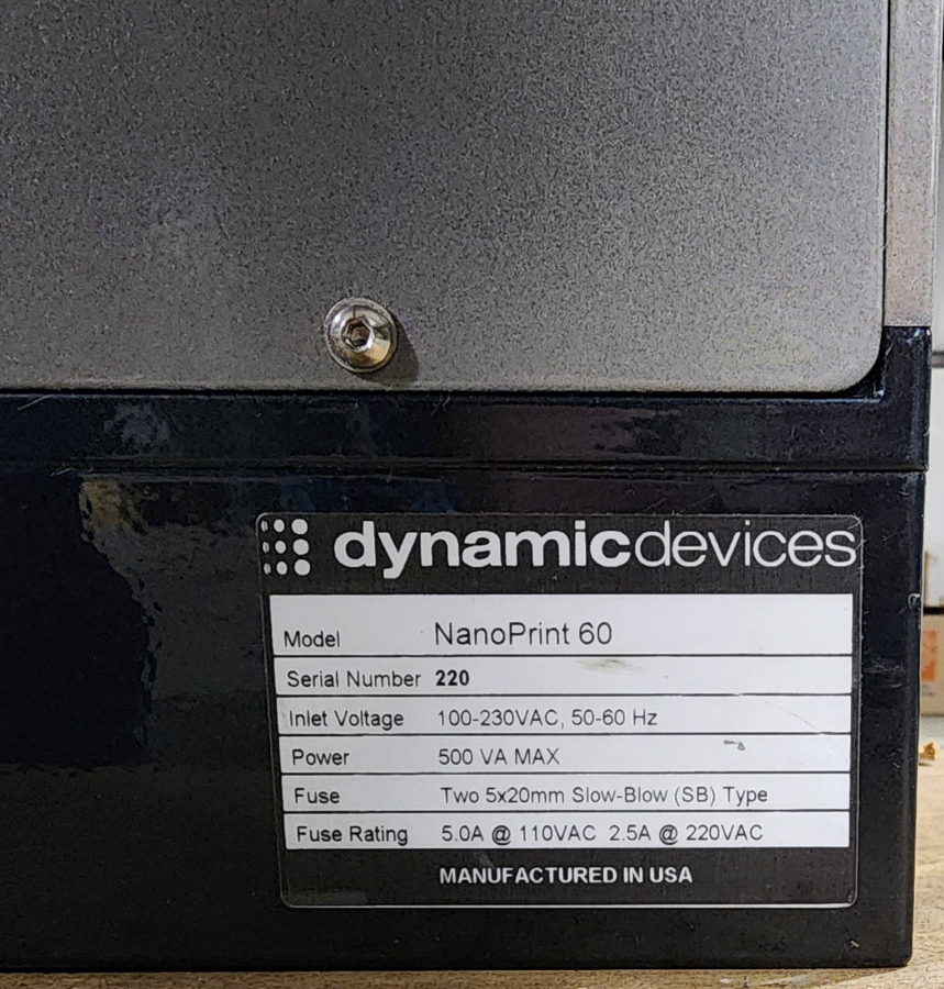 Dynamic Devices NanoPrint 60 Nano Printer; SN:220., photo 6 of 10