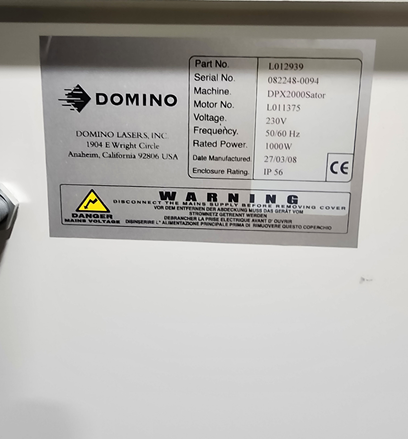 Domino Lasers L012939 DPX2000 Sator Fume Extraction Station; SN:0822480094, photo 8 of 9