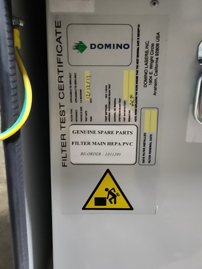 Domino Lasers L012939 DPX2000 Sator Fume Extraction Station; SN:0822480094, photo 7 of 9