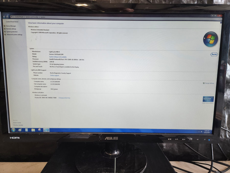 Roche LightCycler 480 II /96 PCR System includes computer with software; S/N 29451, photo 14 of 14