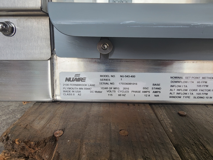NuAire LabGard NU-543-400 4ft Class II A2 Biosafety Cabinet Benchtop Hood; S/N 175536081016, photo 7 of 13